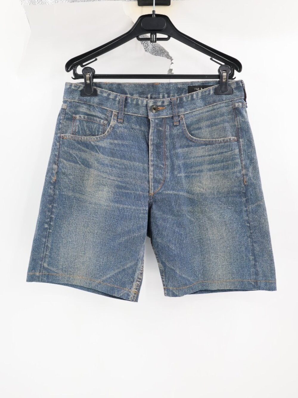 Rag & Bone Shorts Men 31 Denim Stretch 8" Faux distressed Pocket Mid Rise Casual